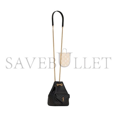 YSL JOE MINI BLACK QUILTED MONOGRAM BUCKET BAG 7607451EL071000 (19*13*13cm)